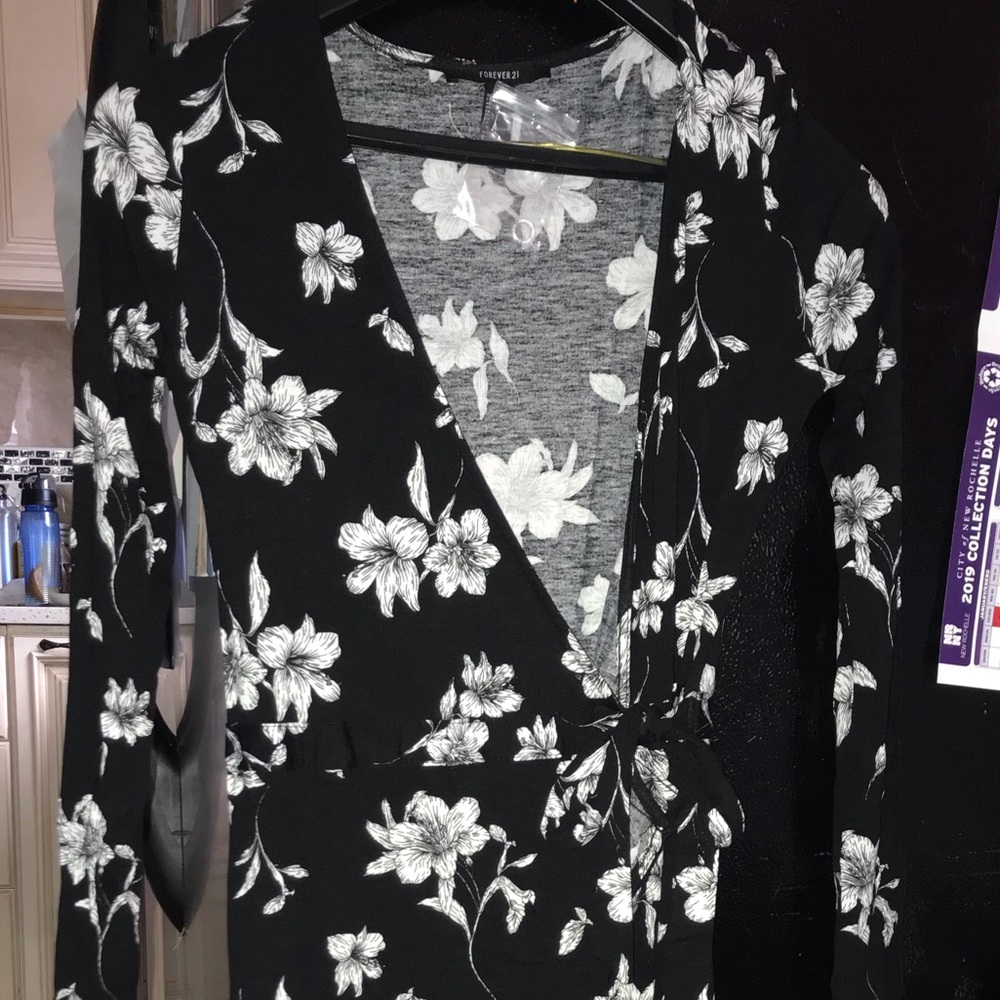 Long Sleeve Floral Wrap Dress
